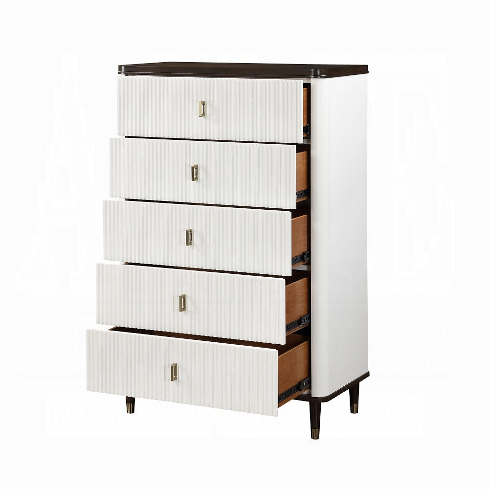 ACME Carena 6-Piece Modern Luxury Bedroom Set Includes Panel Bed, Dresser, Chest, 2x Nightstands and Mirror, Box Spring Required