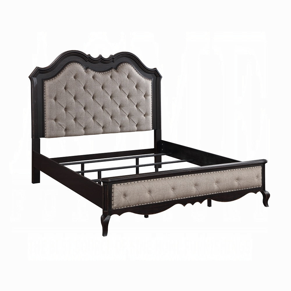 ACME Chelmsford 6-Piece Contemporary Solid Wood Bedroom Set Includes Panel Bed, Assembled Dresser, Assembled Chest, 2xAssembled Nightstand and Mirror, Box Spring Required