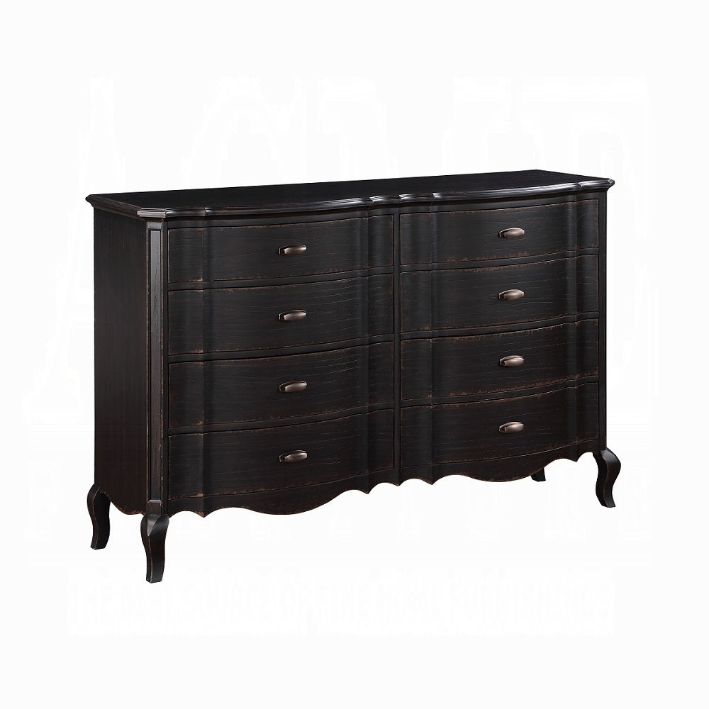 ACME Chelmsford 6-Piece Contemporary Solid Wood Bedroom Set Includes Panel Bed, Assembled Dresser, Assembled Chest, 2xAssembled Nightstand and Mirror, Box Spring Required