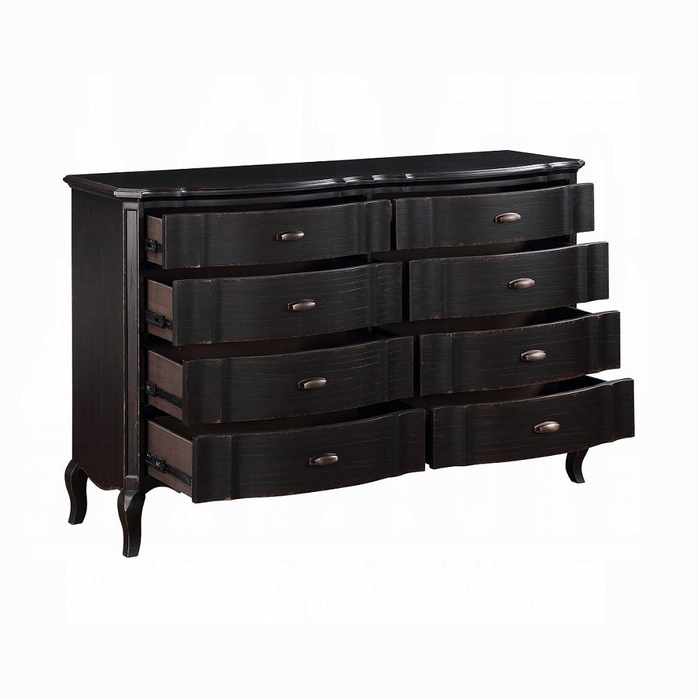 ACME Chelmsford 6-Piece Contemporary Solid Wood Bedroom Set Includes Panel Bed, Assembled Dresser, Assembled Chest, 2xAssembled Nightstand and Mirror, Box Spring Required