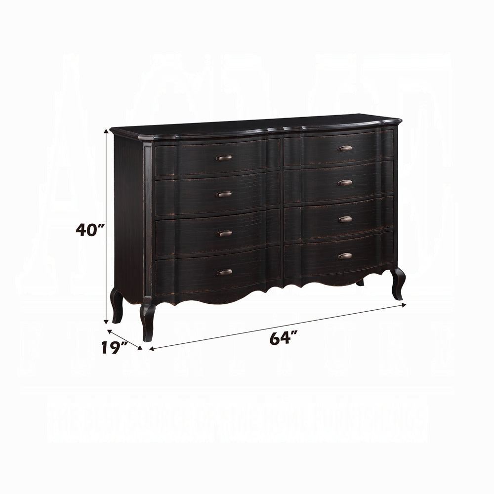 ACME Chelmsford 6-Piece Contemporary Solid Wood Bedroom Set Includes Panel Bed, Assembled Dresser, Assembled Chest, 2xAssembled Nightstand and Mirror, Box Spring Required