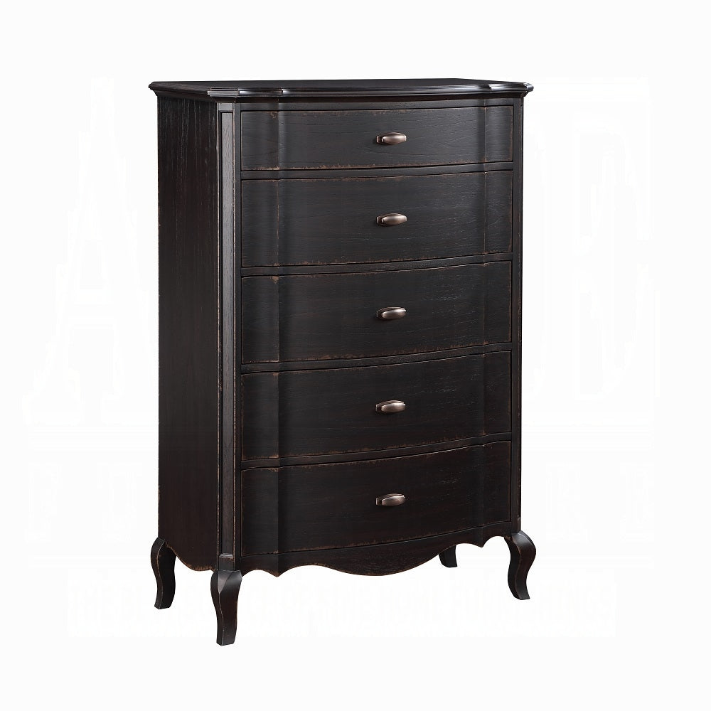 ACME Chelmsford 6-Piece Contemporary Solid Wood Bedroom Set Includes Panel Bed, Assembled Dresser, Assembled Chest, 2xAssembled Nightstand and Mirror, Box Spring Required