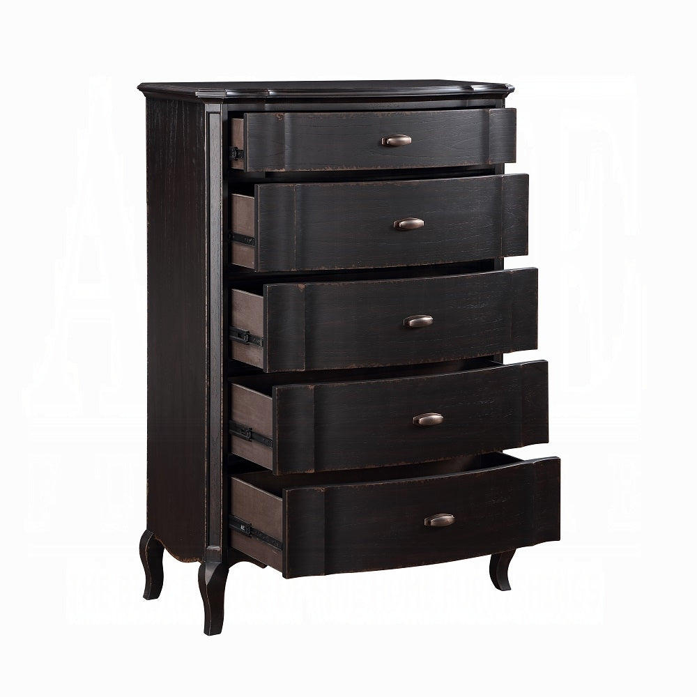 ACME Chelmsford 6-Piece Contemporary Solid Wood Bedroom Set Includes Panel Bed, Assembled Dresser, Assembled Chest, 2xAssembled Nightstand and Mirror, Box Spring Required