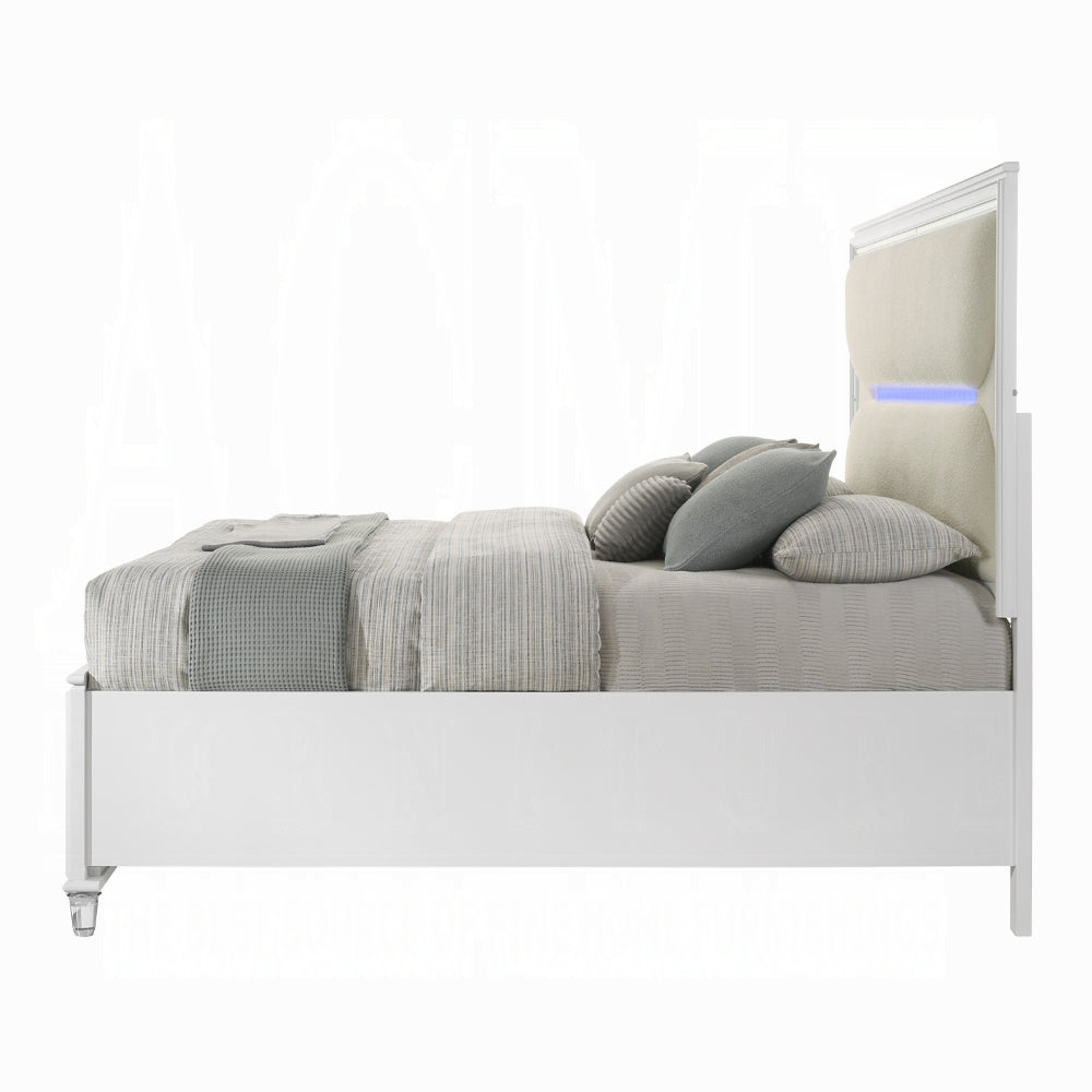 ACME Tarian 6-Piece Modern Luxury Bedroom Set Includes Panel Bed w/Led & Storage, Assembled Dresser, Assembled Chest, 2xAssembled Nightstands and Mirror, Box Spring Not Required
