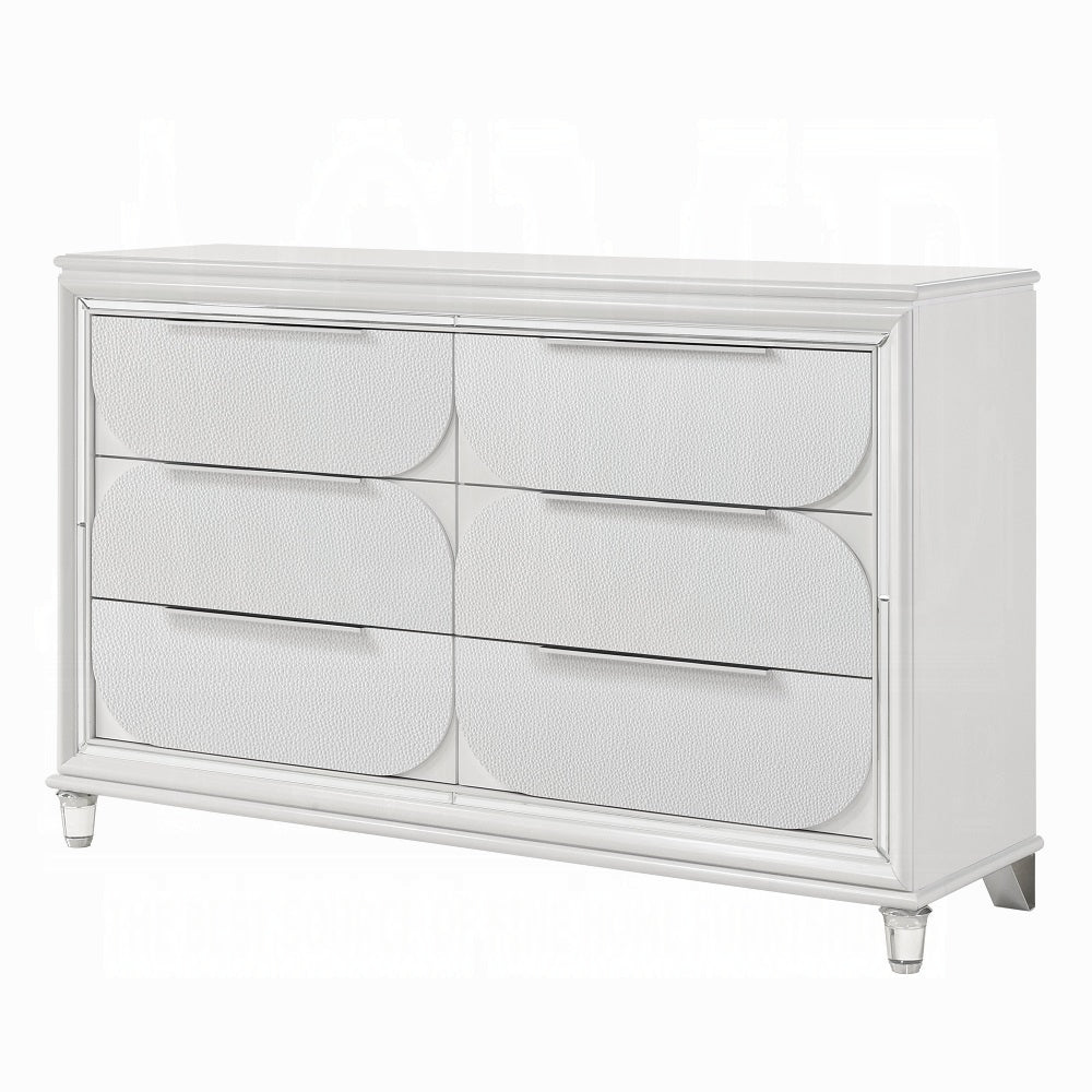 ACME Tarian 6-Piece Modern Luxury Bedroom Set Includes Panel Bed w/Led & Storage, Assembled Dresser, Assembled Chest, 2xAssembled Nightstands and Mirror, Box Spring Not Required