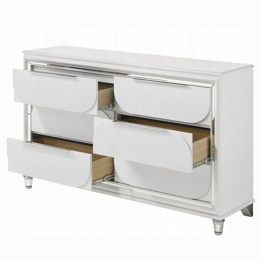 ACME Tarian 6-Piece Modern Luxury Bedroom Set Includes Panel Bed w/Led & Storage, Assembled Dresser, Assembled Chest, 2xAssembled Nightstands and Mirror, Box Spring Not Required