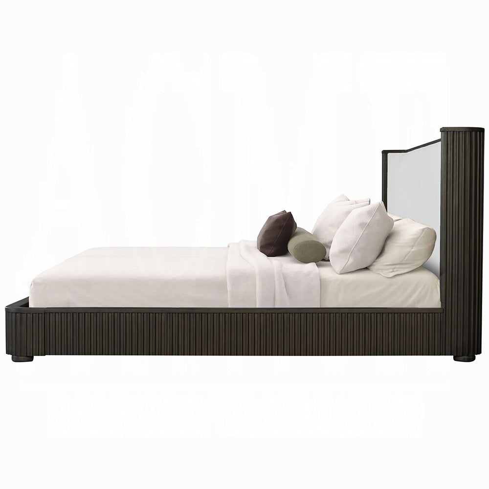 ACME Clayten 6-Piece Modern Luxury Bedroom Set Includes Panel Bed, Assembled Dresser, Assembled Chest, 2xAssembled Nightstands and Mirror, Box Spring NOT Required