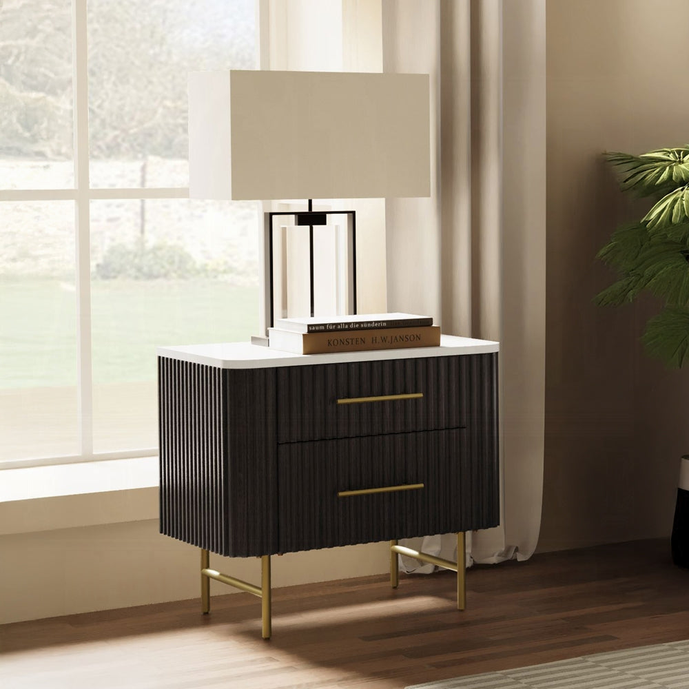 ACME Clayten 6-Piece Modern Luxury Bedroom Set Includes Panel Bed, Assembled Dresser, Assembled Chest, 2xAssembled Nightstands and Mirror, Box Spring NOT Required