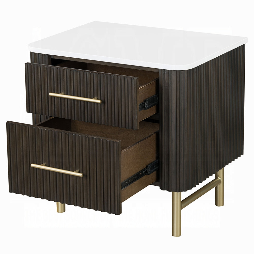 ACME Clayten 6-Piece Modern Luxury Bedroom Set Includes Panel Bed, Assembled Dresser, Assembled Chest, 2xAssembled Nightstands and Mirror, Box Spring NOT Required
