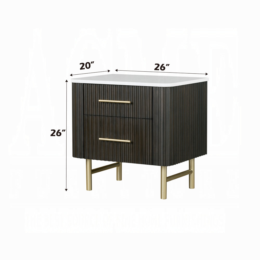 ACME Clayten 6-Piece Modern Luxury Bedroom Set Includes Panel Bed, Assembled Dresser, Assembled Chest, 2xAssembled Nightstands and Mirror, Box Spring NOT Required