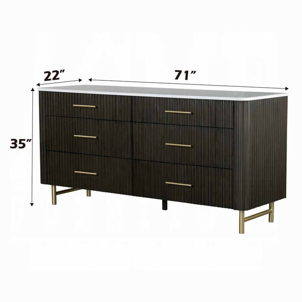 ACME Clayten 6-Piece Modern Luxury Bedroom Set Includes Panel Bed, Assembled Dresser, Assembled Chest, 2xAssembled Nightstands and Mirror, Box Spring NOT Required