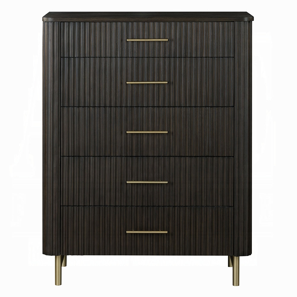 ACME Clayten 6-Piece Modern Luxury Bedroom Set Includes Panel Bed, Assembled Dresser, Assembled Chest, 2xAssembled Nightstands and Mirror, Box Spring NOT Required