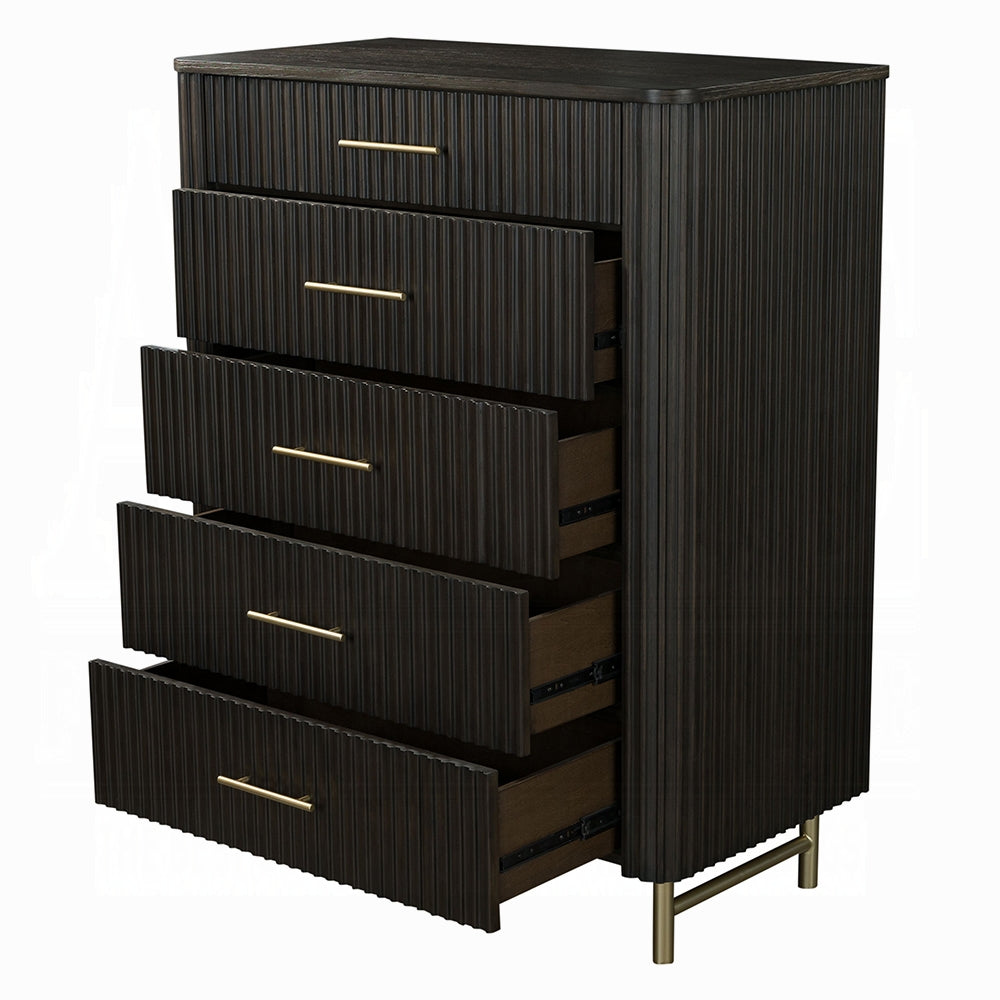 ACME Clayten 6-Piece Modern Luxury Bedroom Set Includes Panel Bed, Assembled Dresser, Assembled Chest, 2xAssembled Nightstands and Mirror, Box Spring NOT Required