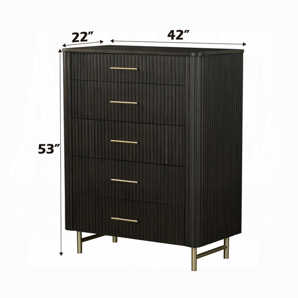 ACME Clayten 6-Piece Modern Luxury Bedroom Set Includes Panel Bed, Assembled Dresser, Assembled Chest, 2xAssembled Nightstands and Mirror, Box Spring NOT Required