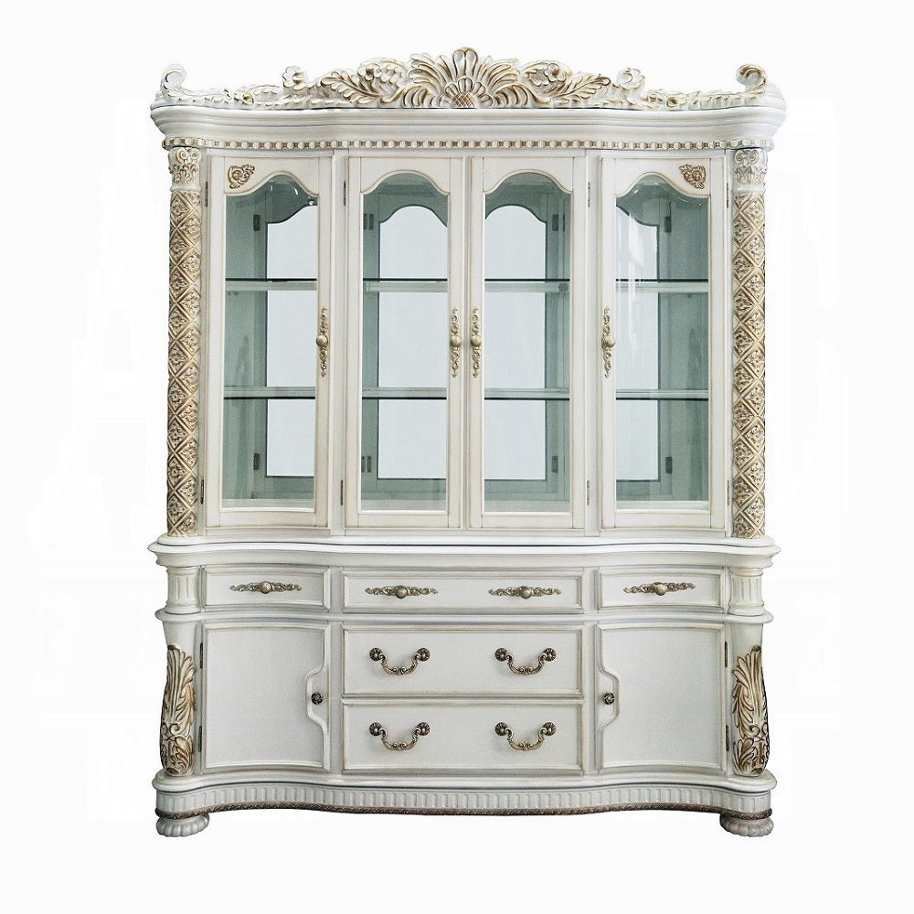 ACME Vendome Buffet & Hutch Antique Pearl Finish DN01350