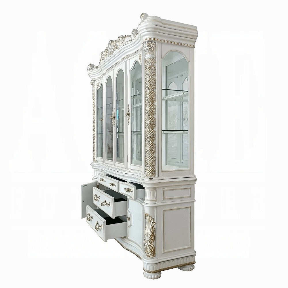 ACME Vendome Buffet & Hutch Antique Pearl Finish DN01350
