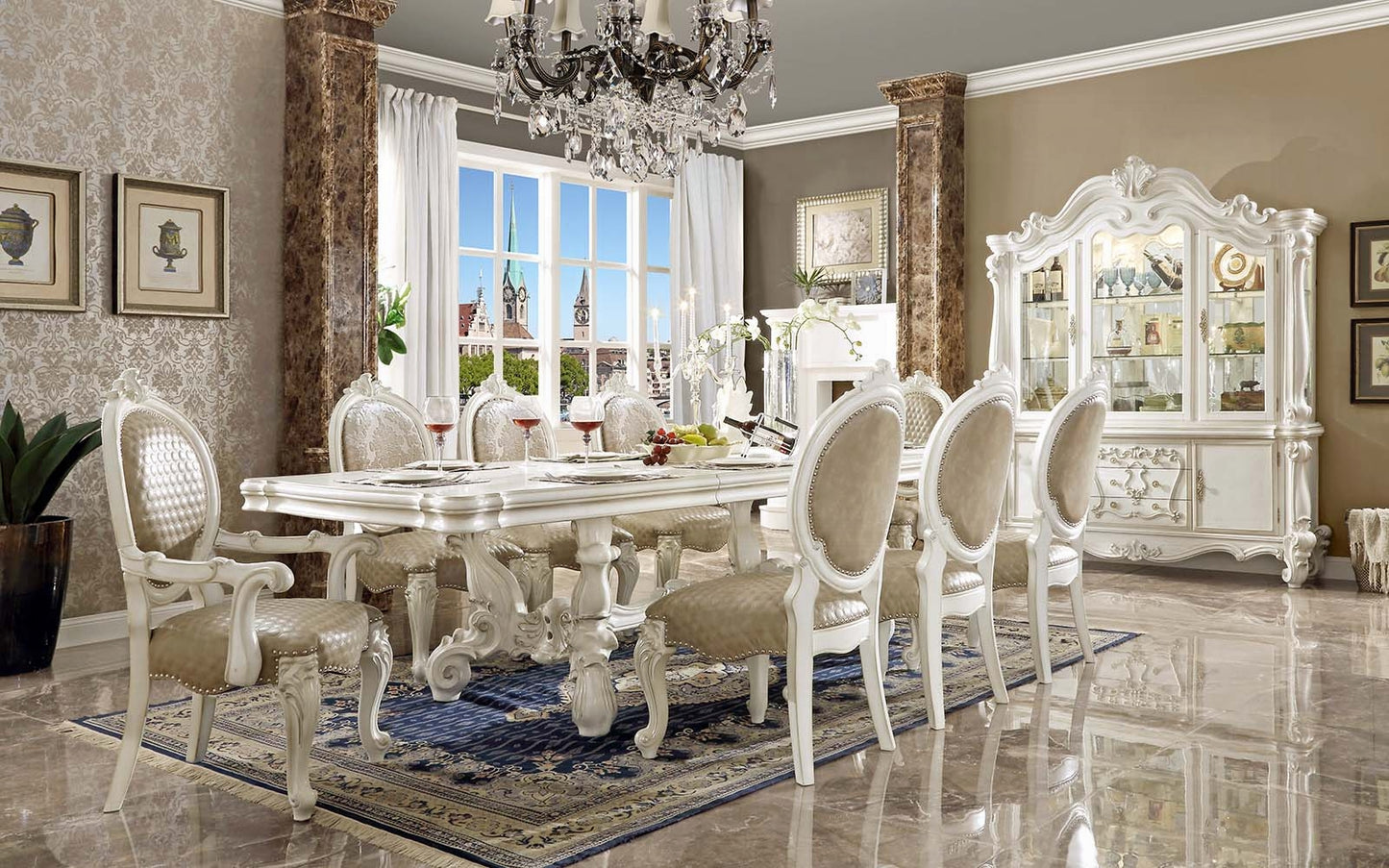 ACME Versailles Buffet & Hutch, Bone White, 61134
