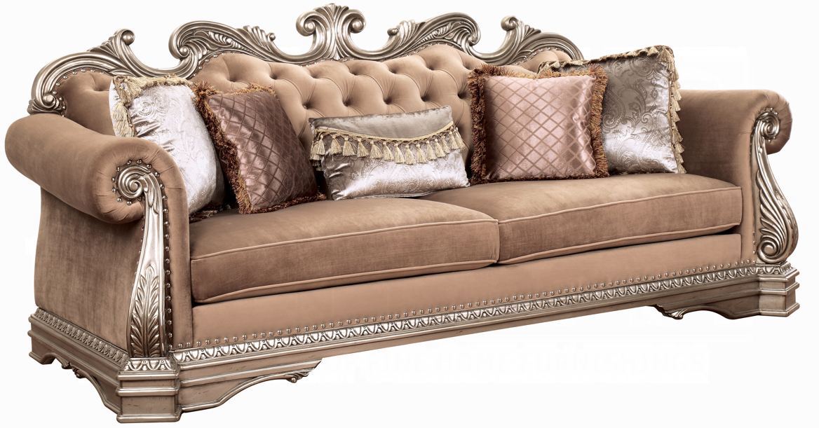 ACME Northville Collection 3-Piece Living Room Set Include Sofa, Loveseat and Chair,Velvet & Antique Silver Finish