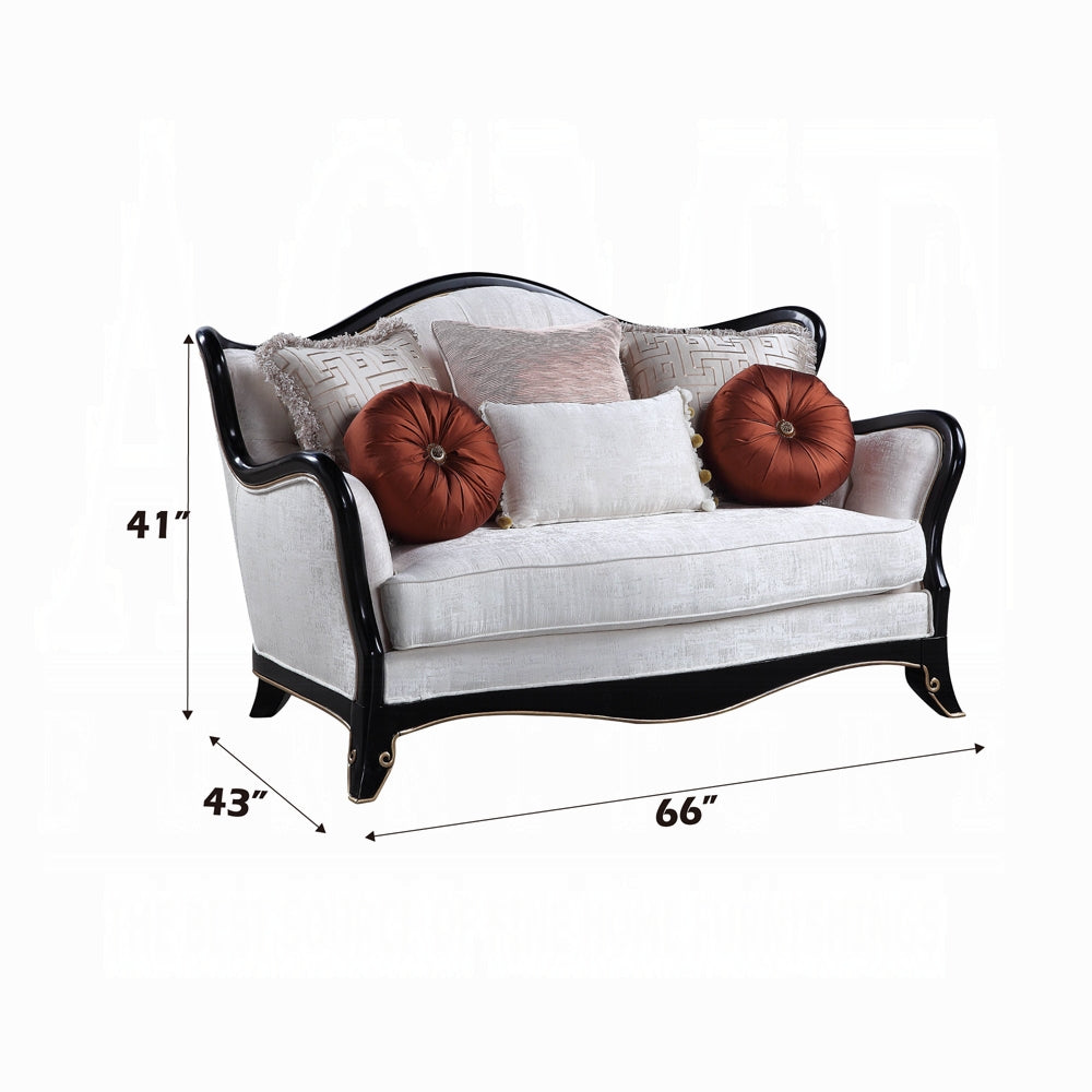 ACME Nurmive Colletion 3-Piece Living Room Set Include Sofa, Loveseat and Chair, Beige Fabric