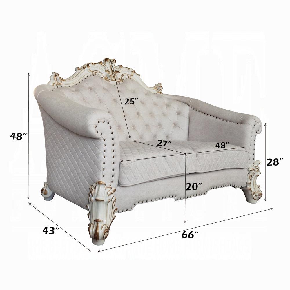 ACME Vendome II Colletion 4-Piece Living Room Set Include Sofa, Loveseat, Chair and Coffee Table, Antique Pearl Finish