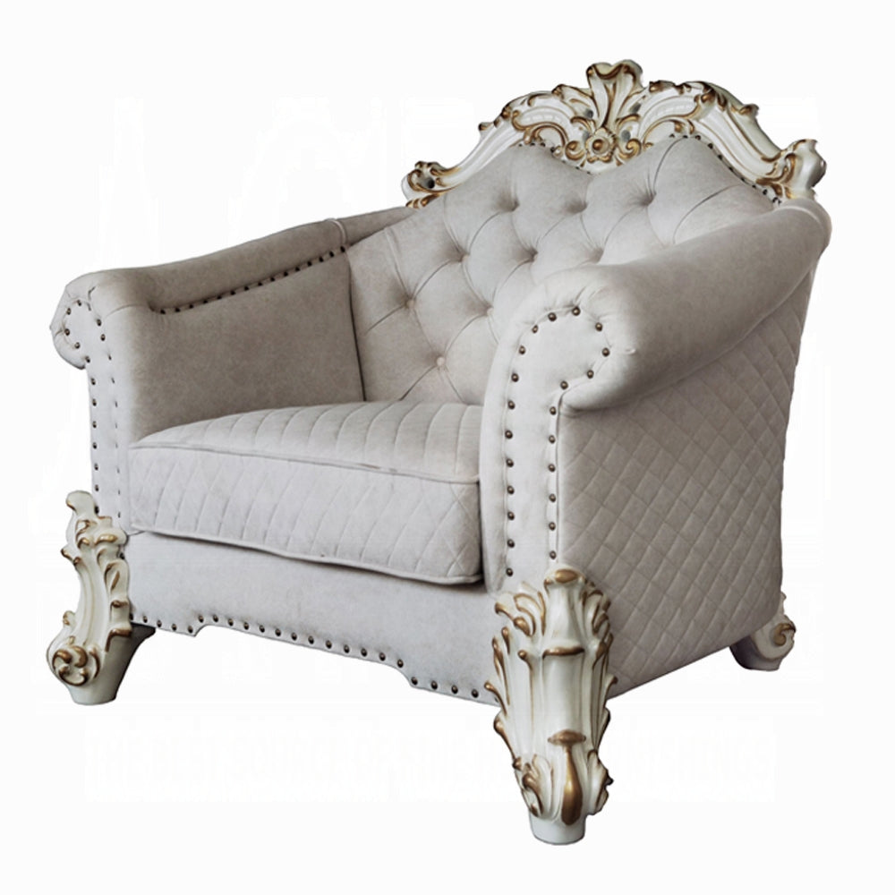 ACME Vendome II Colletion 4-Piece Living Room Set Include Sofa, Loveseat, Chair and Coffee Table, Antique Pearl Finish