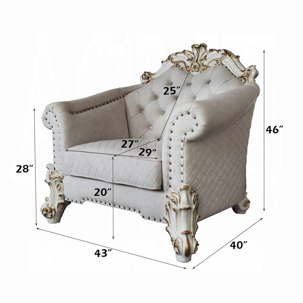 ACME Vendome II Colletion 4-Piece Living Room Set Include Sofa, Loveseat, Chair and Coffee Table, Antique Pearl Finish