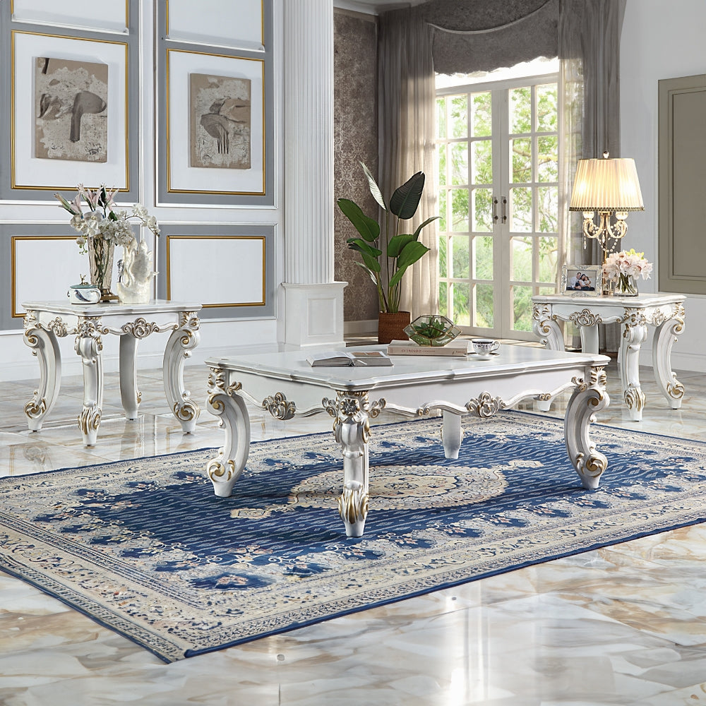 ACME Vendome II Colletion 4-Piece Living Room Set Include Sofa, Loveseat, Chair and Coffee Table, Antique Pearl Finish