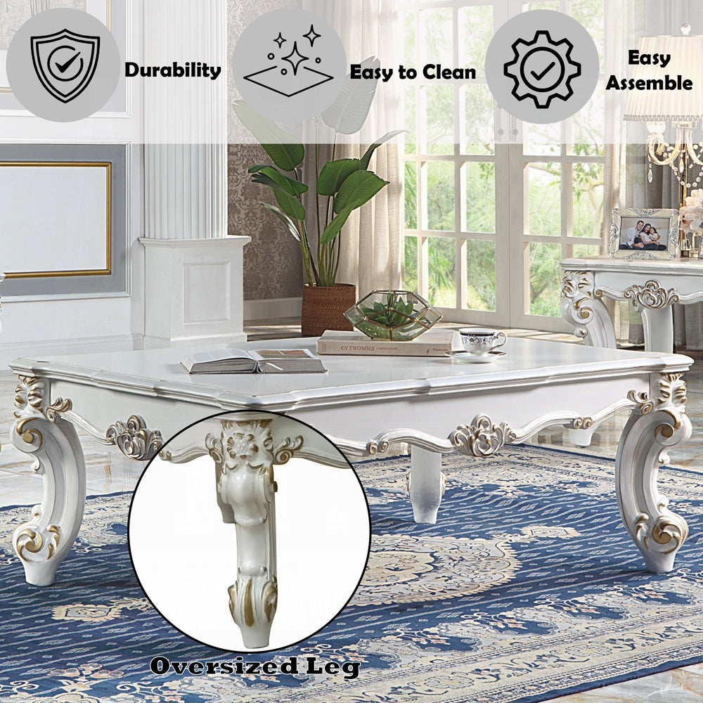 ACME Vendome II Colletion 4-Piece Living Room Set Include Sofa, Loveseat, Chair and Coffee Table, Antique Pearl Finish