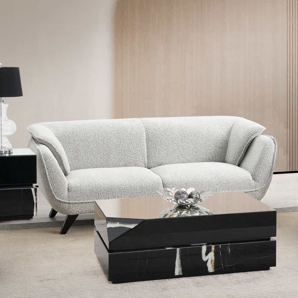 ACME Nayeli 4-Piece Living Room Set Include Sofa, Loveseat, Chair and Coffee Table, Light Gray Boucle