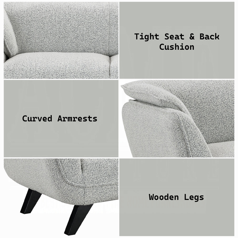 ACME Nayeli 4-Piece Living Room Set Include Sofa, Loveseat, Chair and Coffee Table, Light Gray Boucle