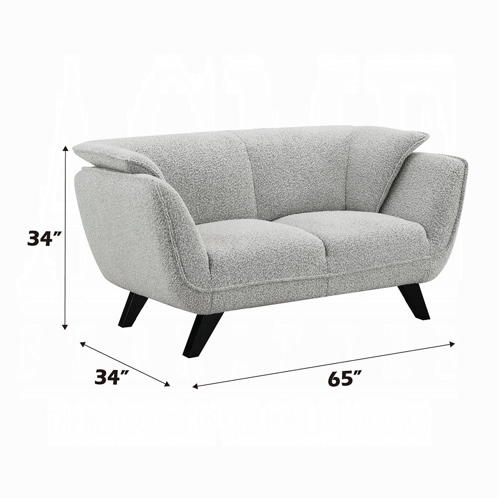 ACME Nayeli 4-Piece Living Room Set Include Sofa, Loveseat, Chair and Coffee Table, Light Gray Boucle