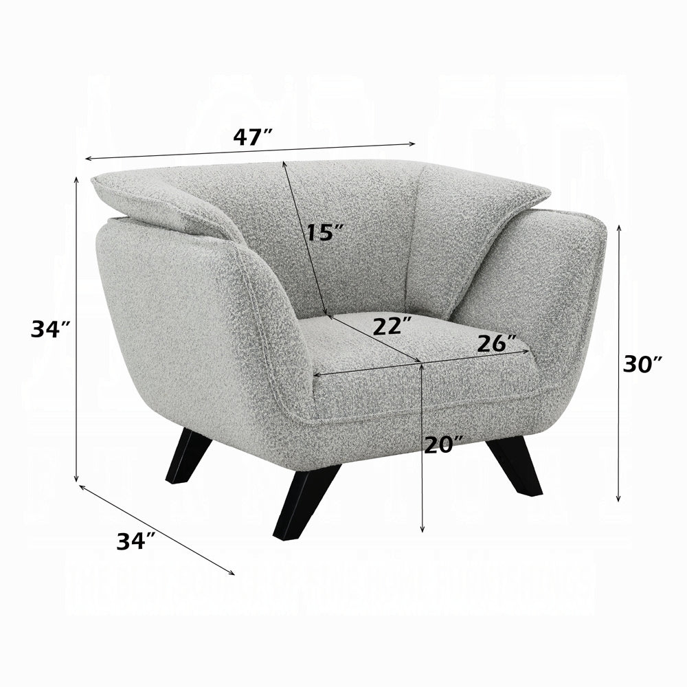 ACME Nayeli 4-Piece Living Room Set Include Sofa, Loveseat, Chair and Coffee Table, Light Gray Boucle