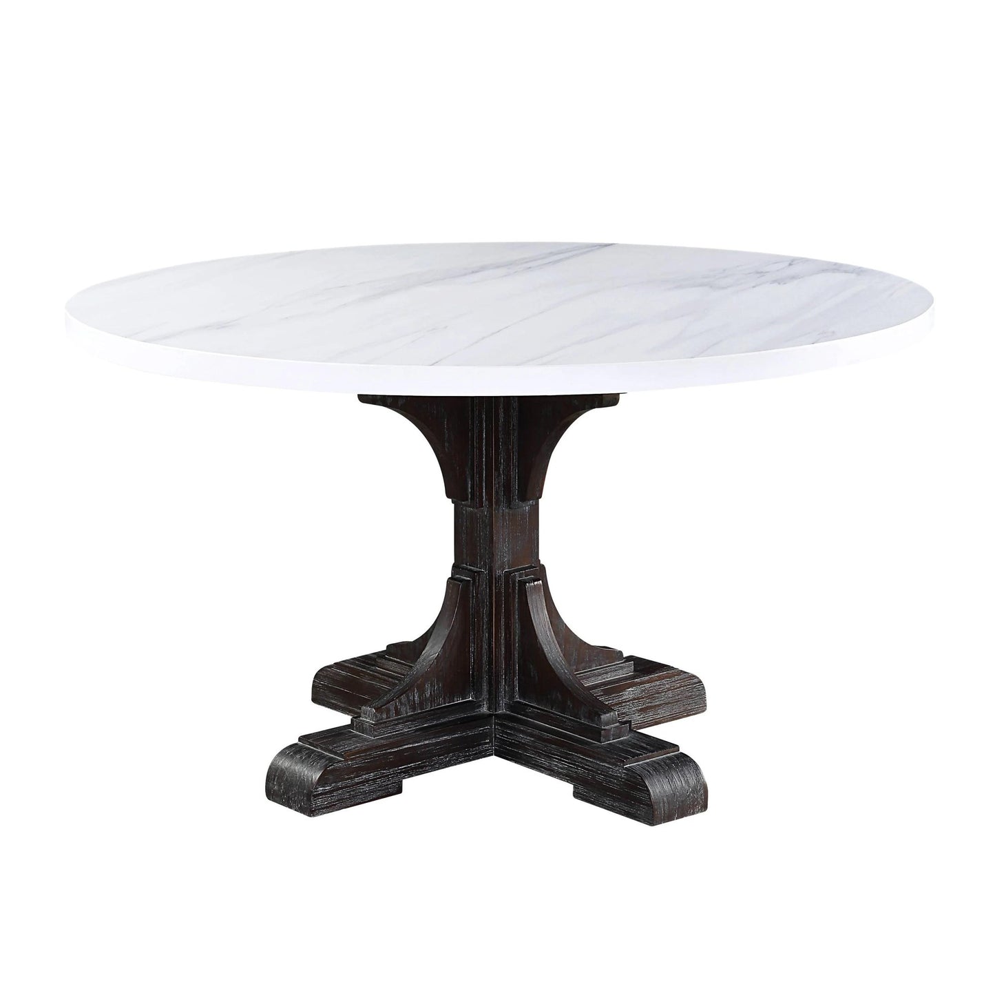 ACME Rustic White Marble & Espresso Dining Table Set by Acme Gerardo DN00090-5pcs