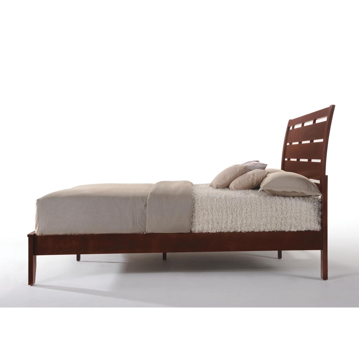 Ilana Contemporary Brown Cherry Eastern King Bed Set 5PCS Includes Bed, 2 Nightstands, Dresser and Mirror