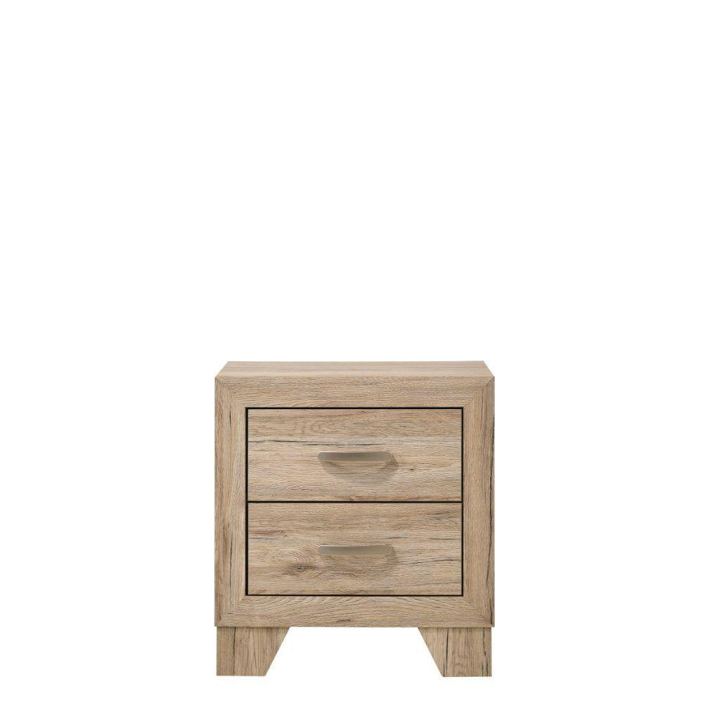 Miquell Contemporary Natural Bed 6PCS Set Includes Bed, 2 Nightstands, Dresser, Chest and Mirror