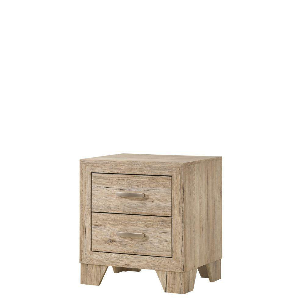 Miquell Contemporary Natural Bed 6PCS Set Includes Bed, 2 Nightstands, Dresser, Chest and Mirror