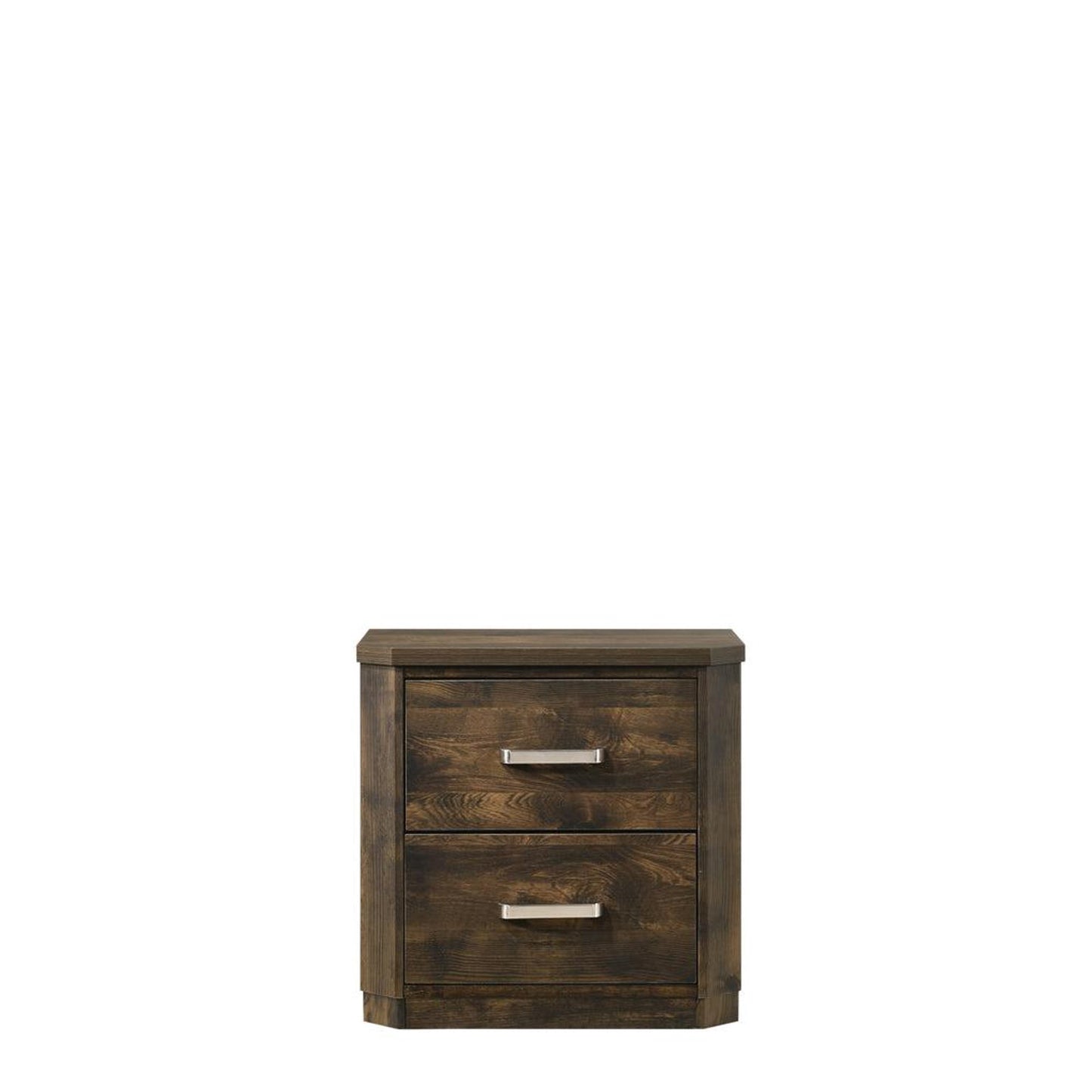 Elettra Contemporary Walnut Wood Eastern King Bed 5PCS Set Includes Bed, 2 Nightstands, Dresser and Mirror