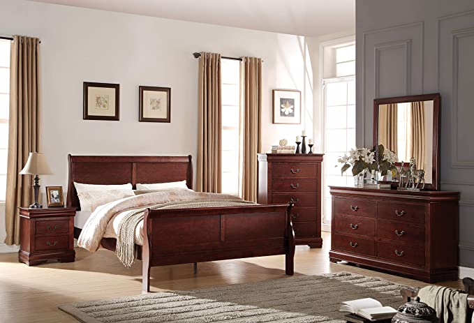 Acme 6-Piece Bedroom Set Bed, Dress, Chest, Mirror and 2 Nightstand