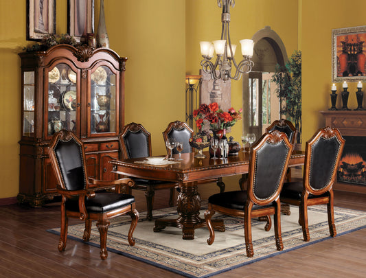 ACME Chateau De Ville 8-Piece Dining Set Include 1 Dining Extension Table, 4 Side Chairs, 2 Arm Chairs and 1 Buffet & Hutch