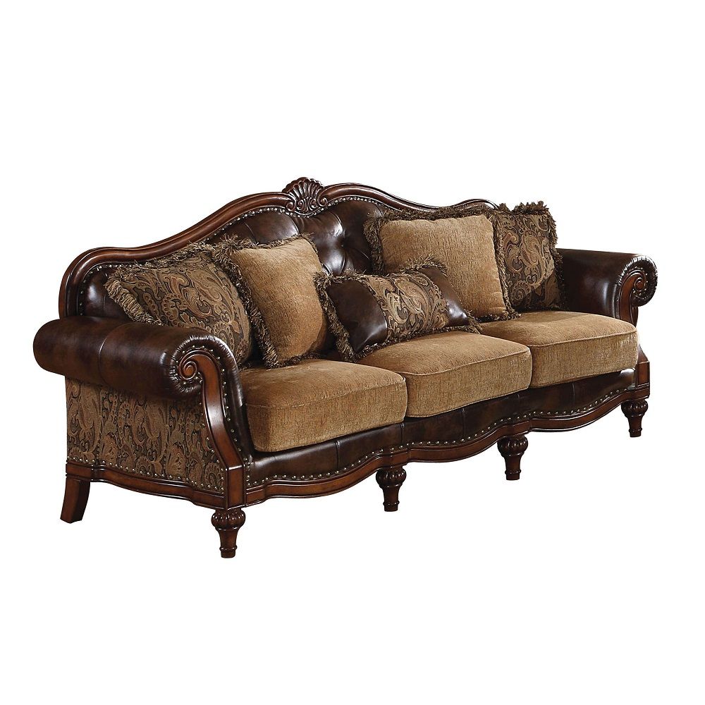 ACME Dreena Collection 4-Piece Traditional/Rustic Brown Living Room Set: Sofa, Loveseat, Chair, Coffee Table