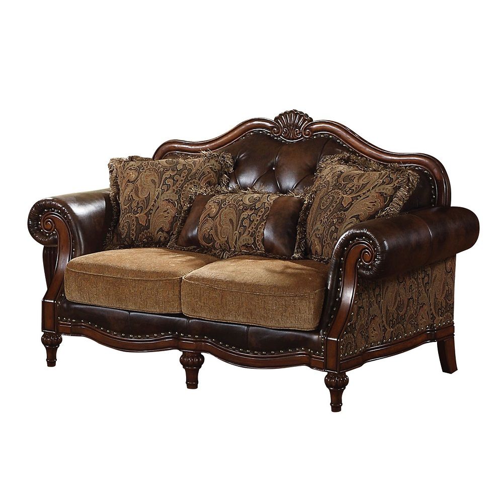 ACME Dreena Collection 4-Piece Traditional/Rustic Brown Living Room Set: Sofa, Loveseat, Chair, Coffee Table
