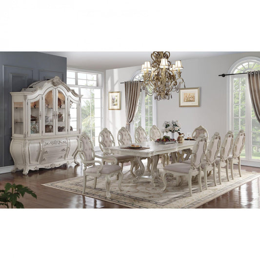 ACME Antique White Rectangular Dining Table Set 12 Pcs Acme Furniture 61280 Ragenardus