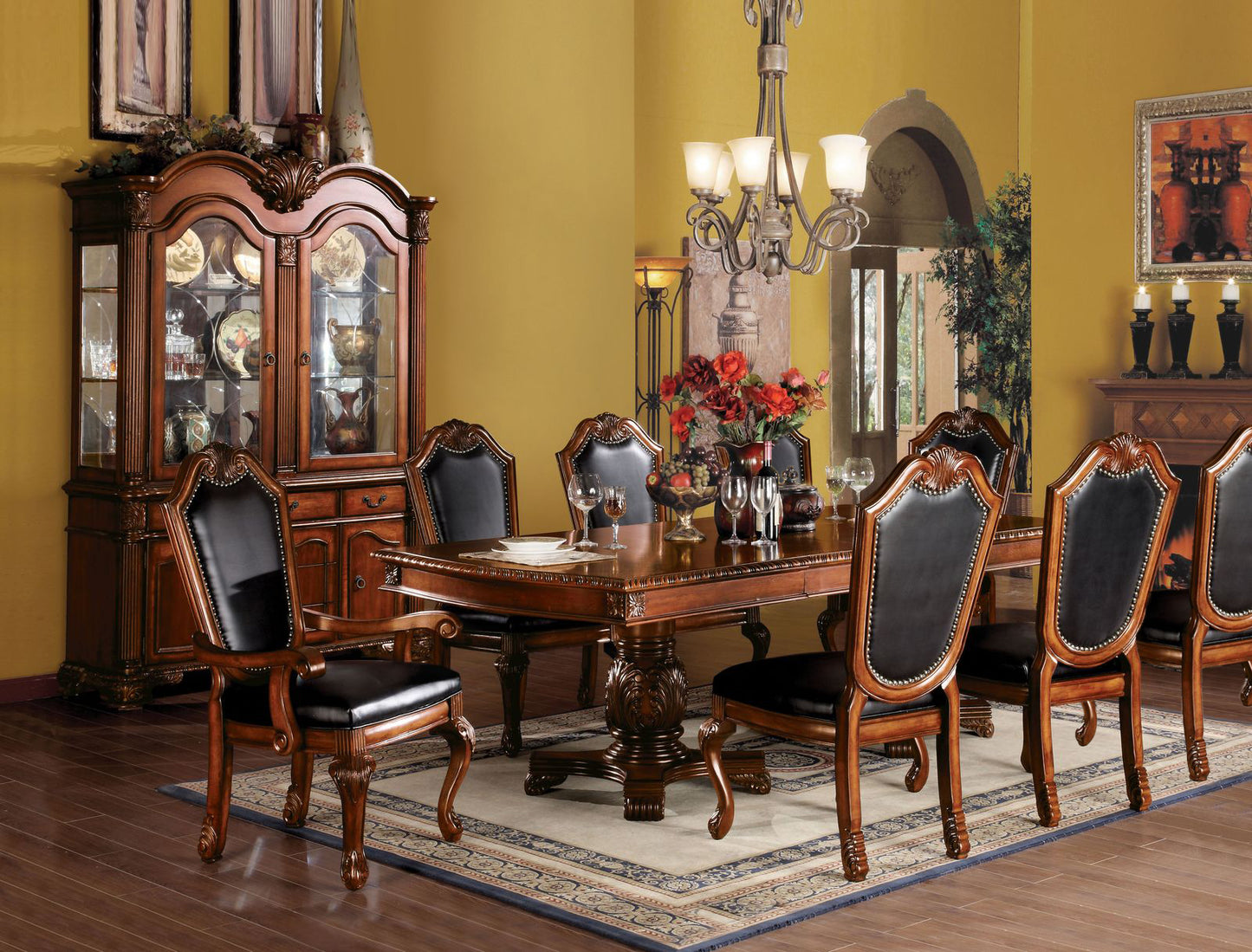 ACME Traditional 9-Piece Dining Room Set with Dining Extendable Table, 6 Side Chairs and 2 Arm Chairs, Set for 8 Persons