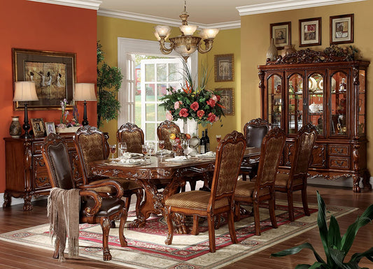 ACME Dresden 10-Piece Luxurious Formal Dining Table Set Kitchen Furniture Set Include 1 Extendable Dining Table, 6 Side Chairs, 2 Arm Chairs and Buffet & Hutch