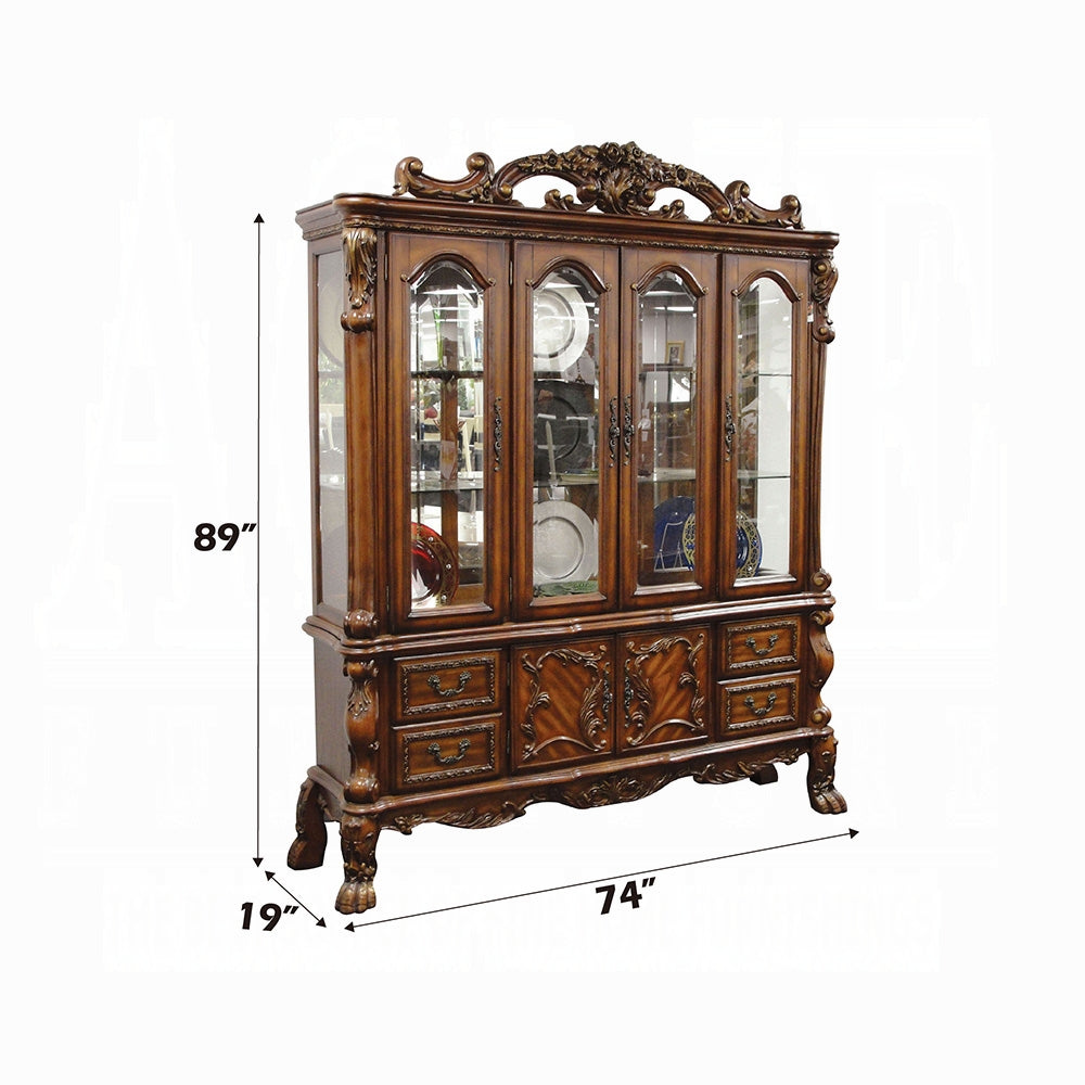 ACME Dresden 10-Piece Luxurious Formal Dining Table Set Kitchen Furniture Set Include 1 Extendable Dining Table, 6 Side Chairs, 2 Arm Chairs and Buffet & Hutch