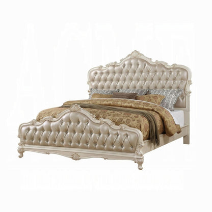 ACME Chantelle 6 Piece Luxury Bedroom Set Includes Bed, Dresser, Chest, 2 x Nightstand and Mirror, Boxspring Required