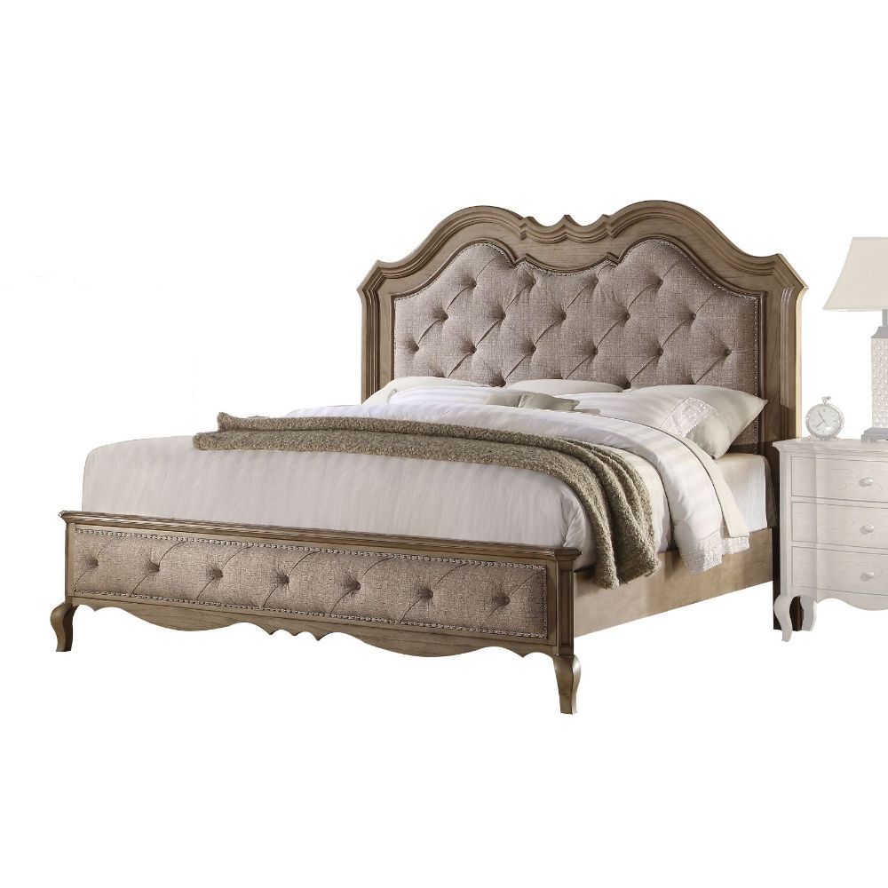 ACME Chelmsford 6-Piece Contemporary Solid Wood Bedroom Set Includes Panel Bed, Assembled Dresser, Assembled Chest, 2xAssembled Nightstand and Mirror, Box Spring Required