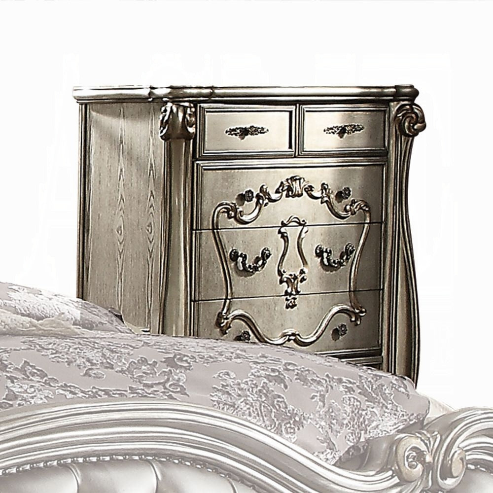 ACME Versailles Collection 6-Piece Luxury Solid Wood Bedroom Set Includes Bed, Dresser, Chest, 2 x Nightstand and Mirror, Boxspring Required