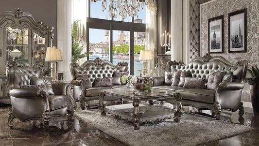 ACME Versailles Collection Luxury 4-Piece Living Room Set, Including Sofa, Loveseat, Chair and Coffee Table