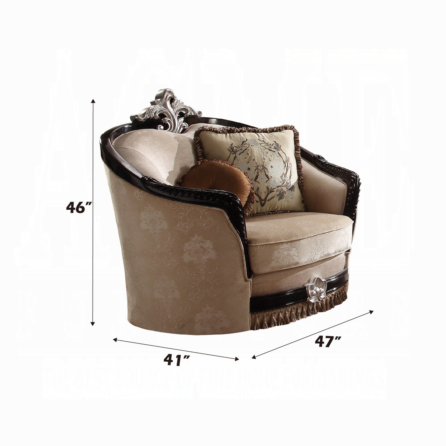 ACME Ernestine 4-Piece Living Room Set Include Sofa w/ 7 Pillows, Loveseat w/ 5 Pillows, Chair w/ 2 Pillows and Coffee Table